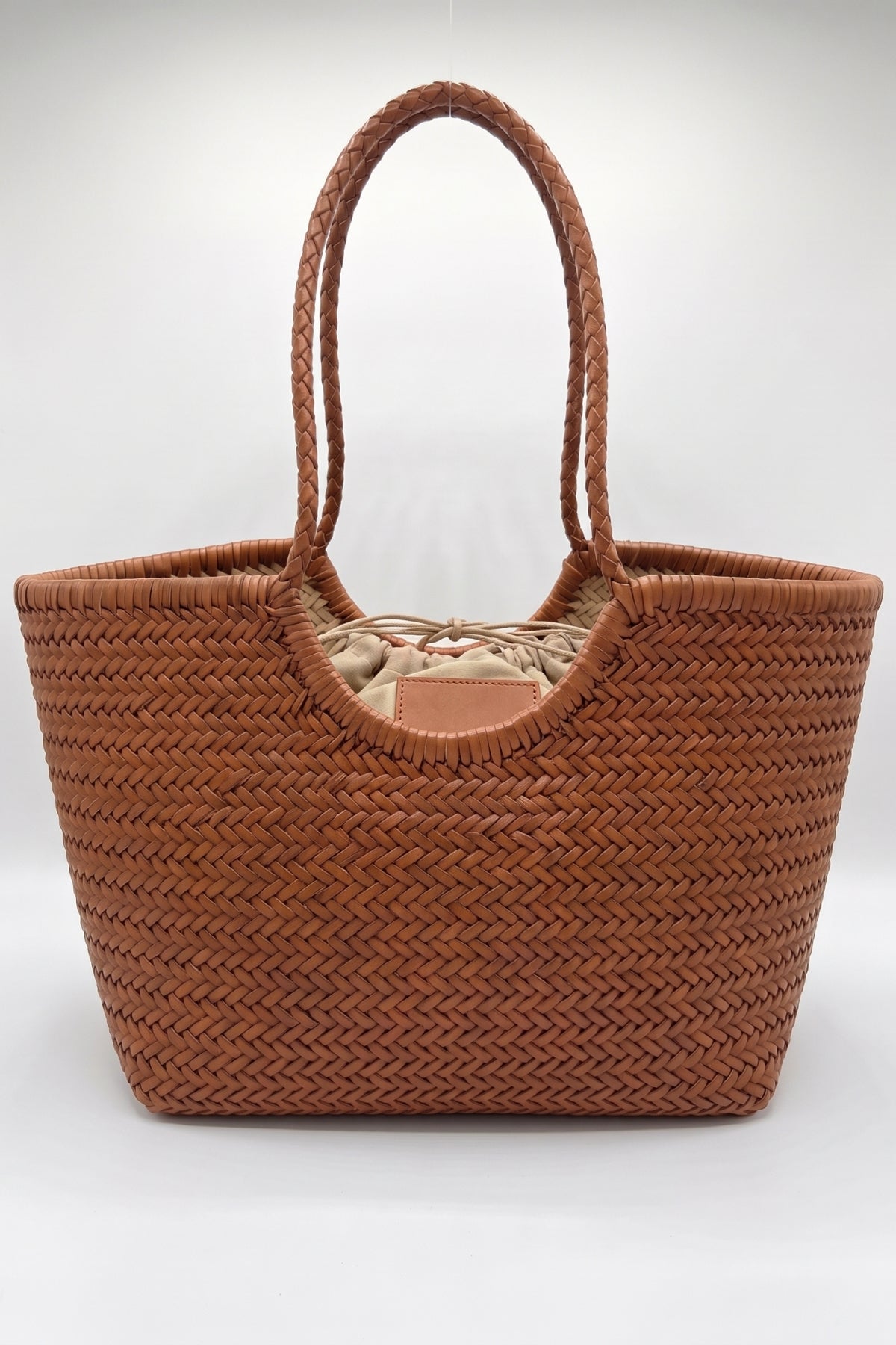 PALOMA LARGE WOVEN LEATHER BAG - TAN