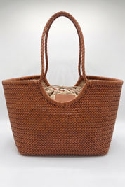 PALOMA LARGE WOVEN LEATHER BAG - TAN