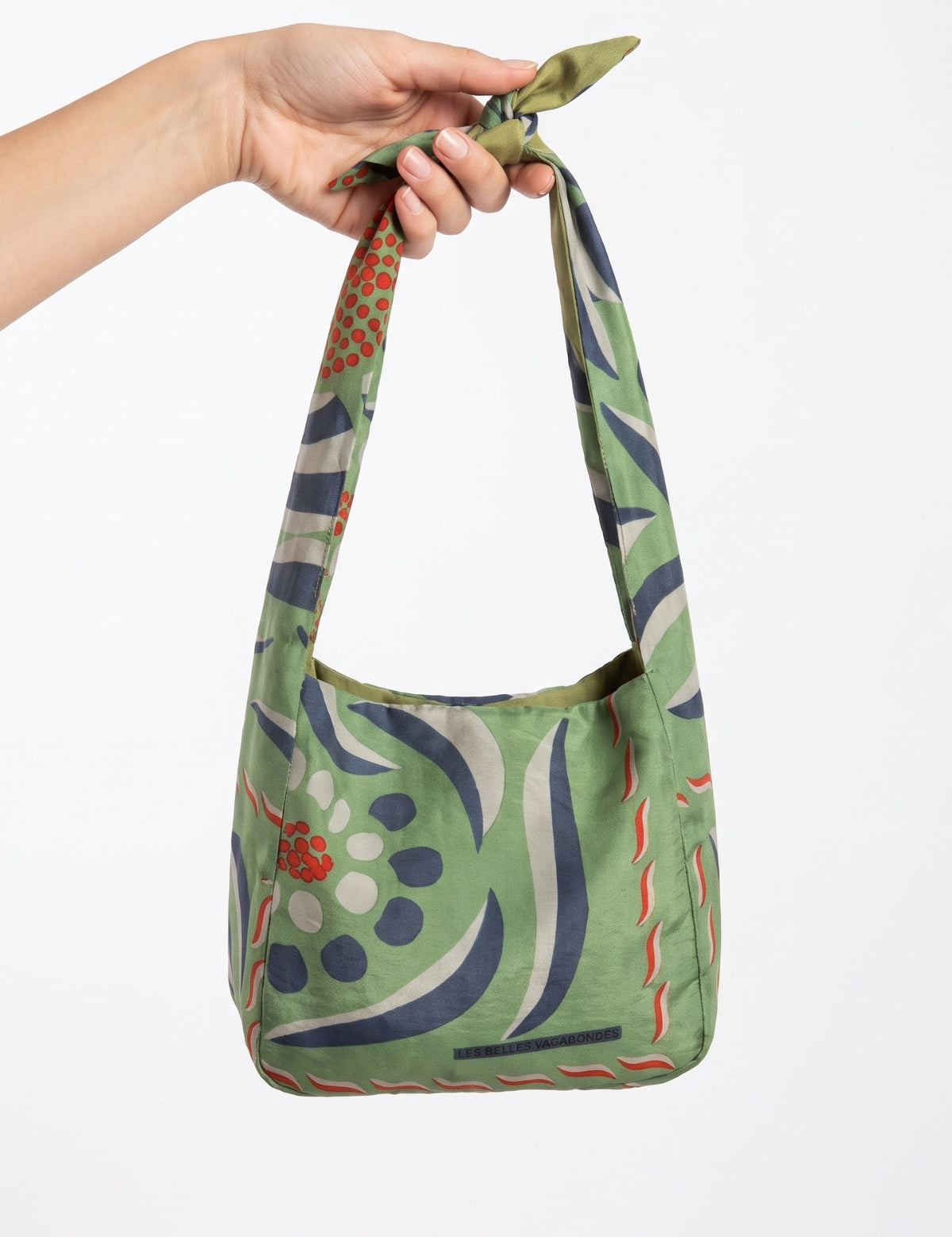 Borsa Bobby in seta - Forget-Me-Not kaki, tenuta a mano | Da Simo
