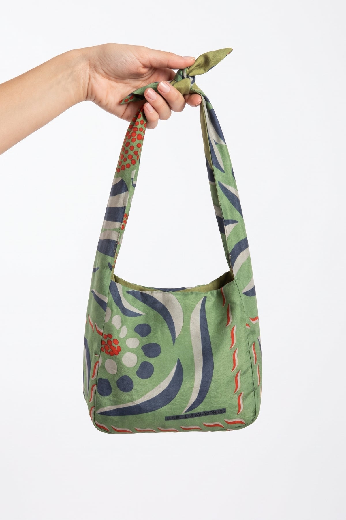 Borsa Bobby in seta - Forget-Me-Not kaki, tenuta a mano | Da Simo