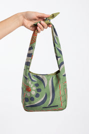 Borsa Bobby in seta - Forget-Me-Not kaki, tenuta a mano | Da Simo