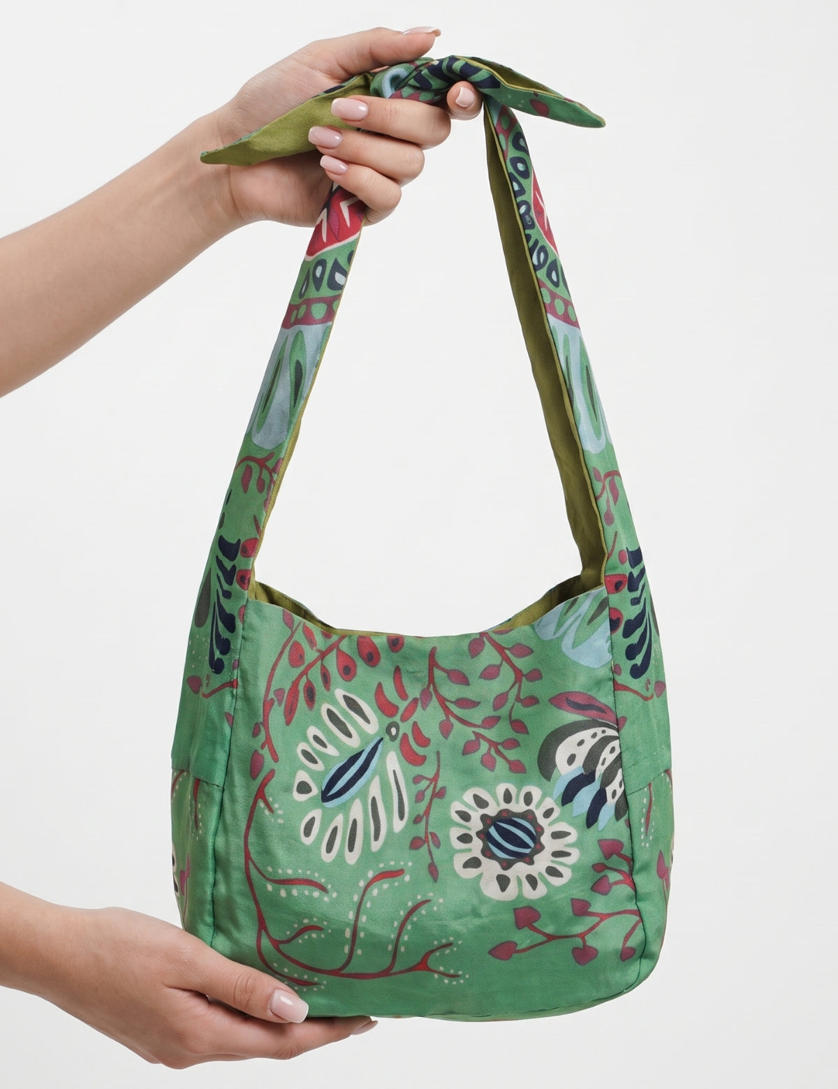 Borsa Bobby in seta - Marushka verde, tenuta a mano | Da Simo