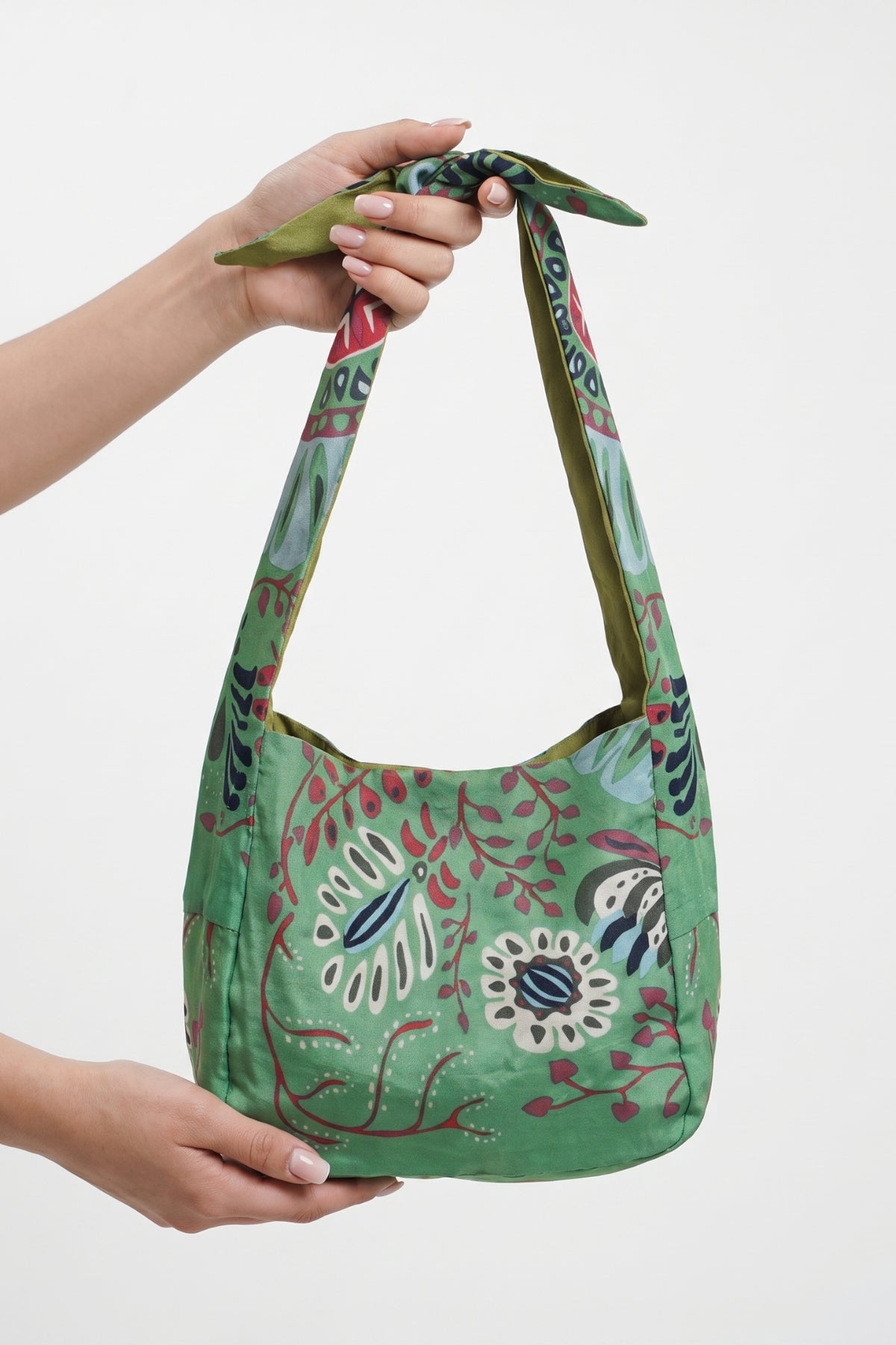 Borsa Bobby in seta - Marushka verde, tenuta a mano | Da Simo