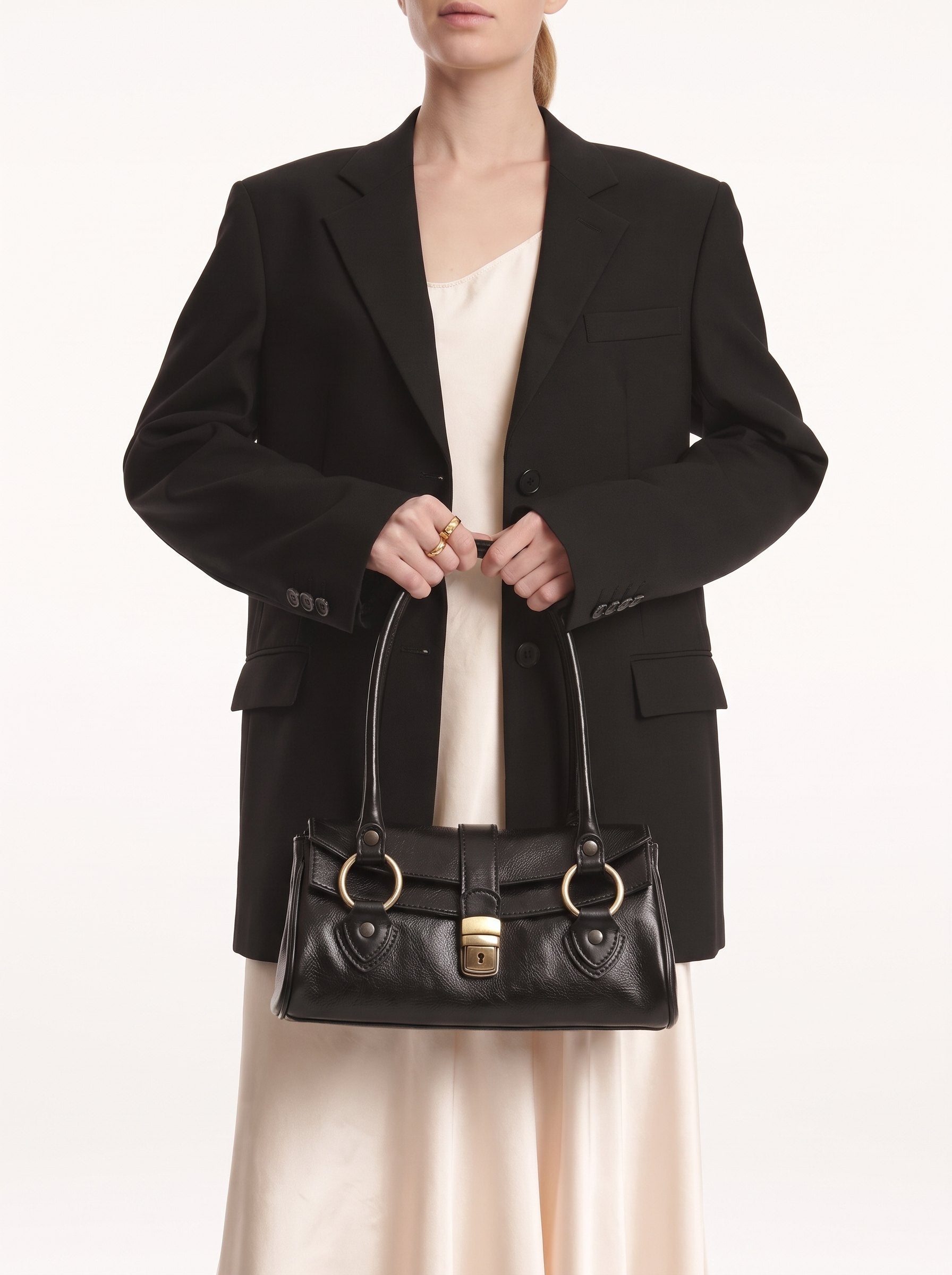 Borsa Baguette in cuoio - Nero | Da Simo