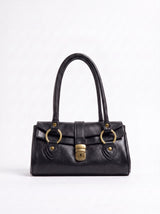 BORSA BAGUETTE IN CUOIO - NERO