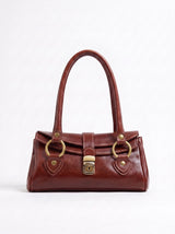 BORSA BAGUETTE IN CUOIO - MARRONE
