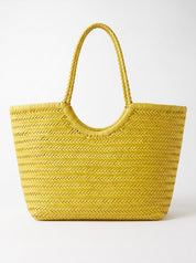 Borsa Paloma grande in cuoio lavato e intrecciato - Giallo | Da Simo