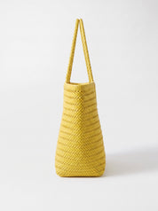 Borsa Paloma grande in cuoio lavato e intrecciato - Giallo | Da Simo