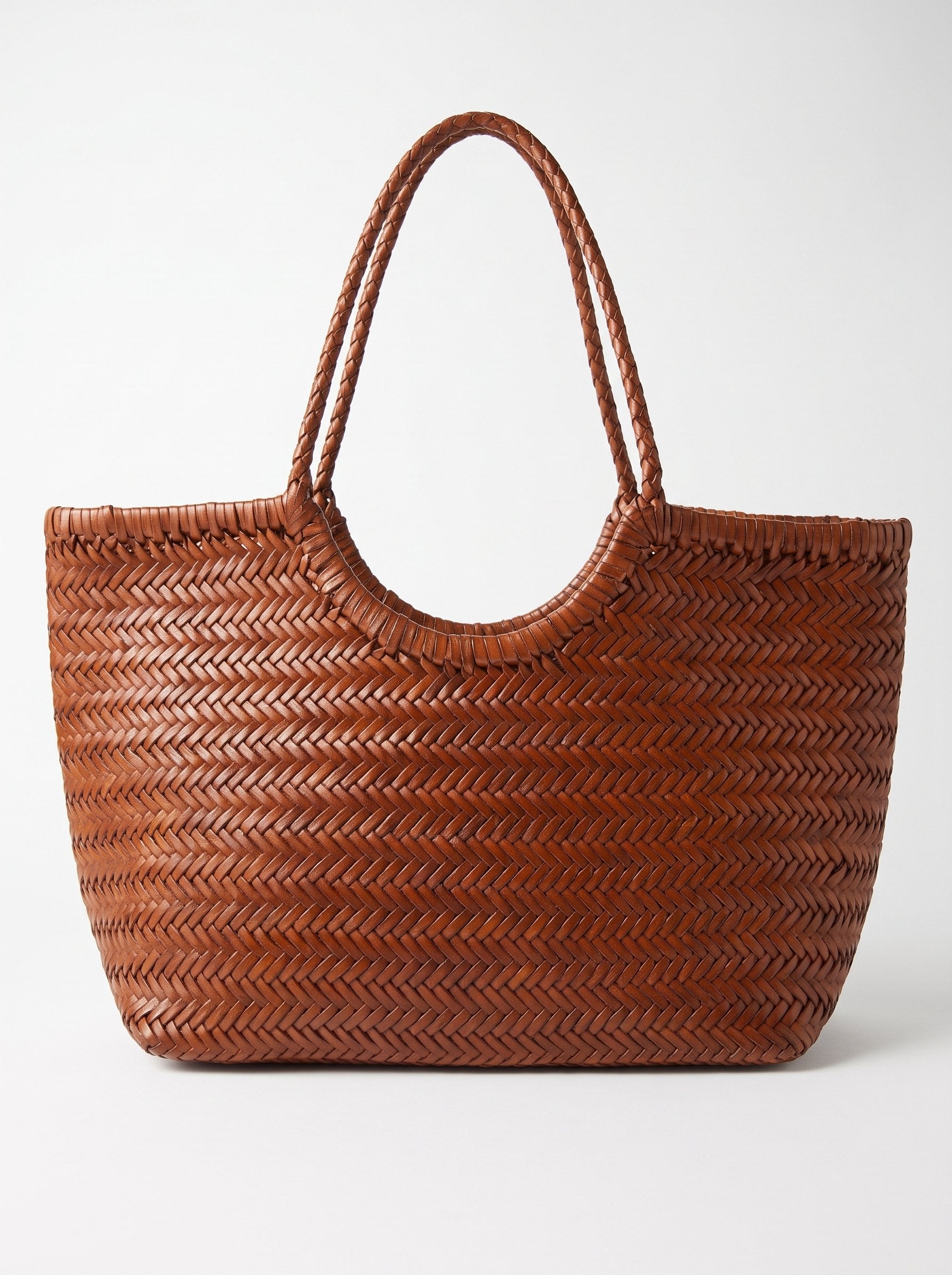 Borsa Paloma grande in cuoio lavato e intrecciato - Cuoio | Da Simo