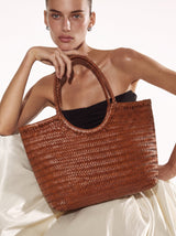 BORSA PALOMA GRANDE IN CUOIO LAVATO E INTRECCIATO - CUOIO