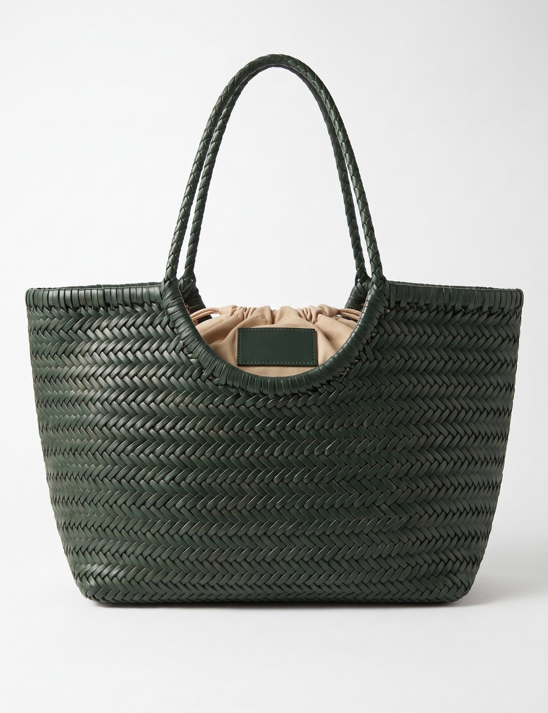 Borsa Paloma grande in cuoio lavato e intrecciato - Verde scuro | Da Simo