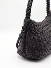 Borsa Trilly in cuoio lavato e intrecciato - Nero | Da Simo
