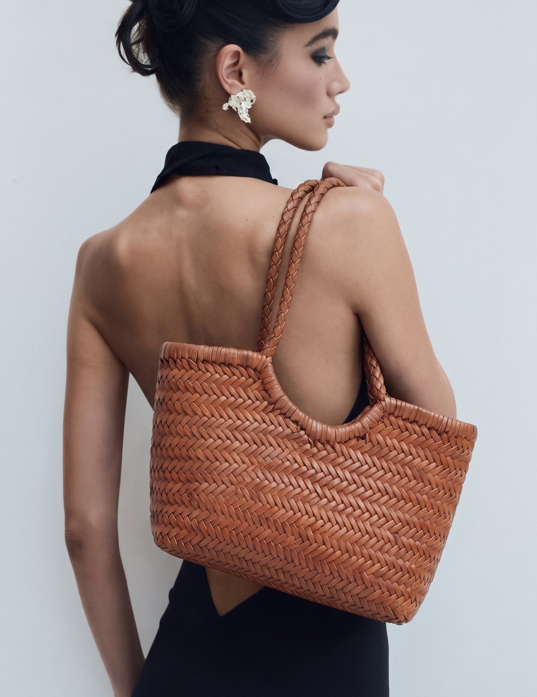 Borsa Paloma piccola in cuoio lavato e intrecciato - Cuoio | Da Simo