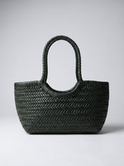 Borsa Paloma piccola in cuoio lavato e intrecciato - Verde scuro | Da Simo
