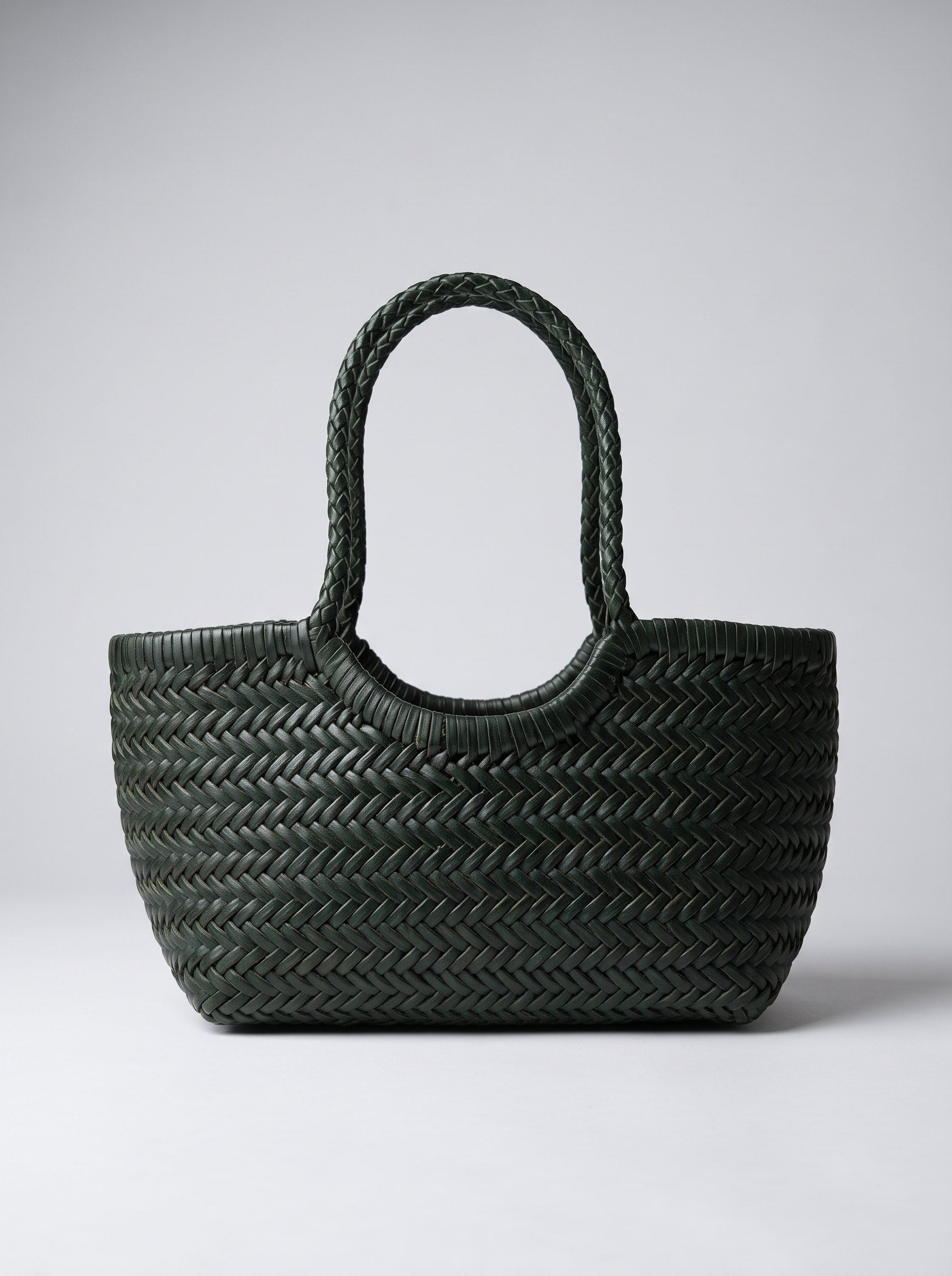 Borsa Paloma piccola in cuoio lavato e intrecciato - Verde scuro | Da Simo