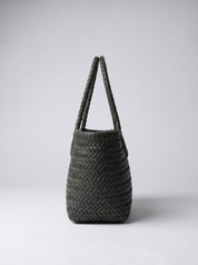 Borsa Paloma piccola in cuoio lavato e intrecciato - Verde scuro | Da Simo