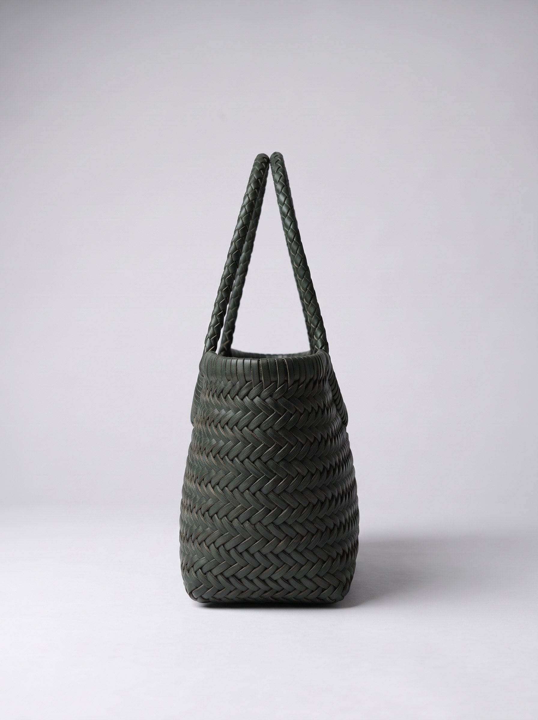Borsa Paloma piccola in cuoio lavato e intrecciato - Verde scuro | Da Simo