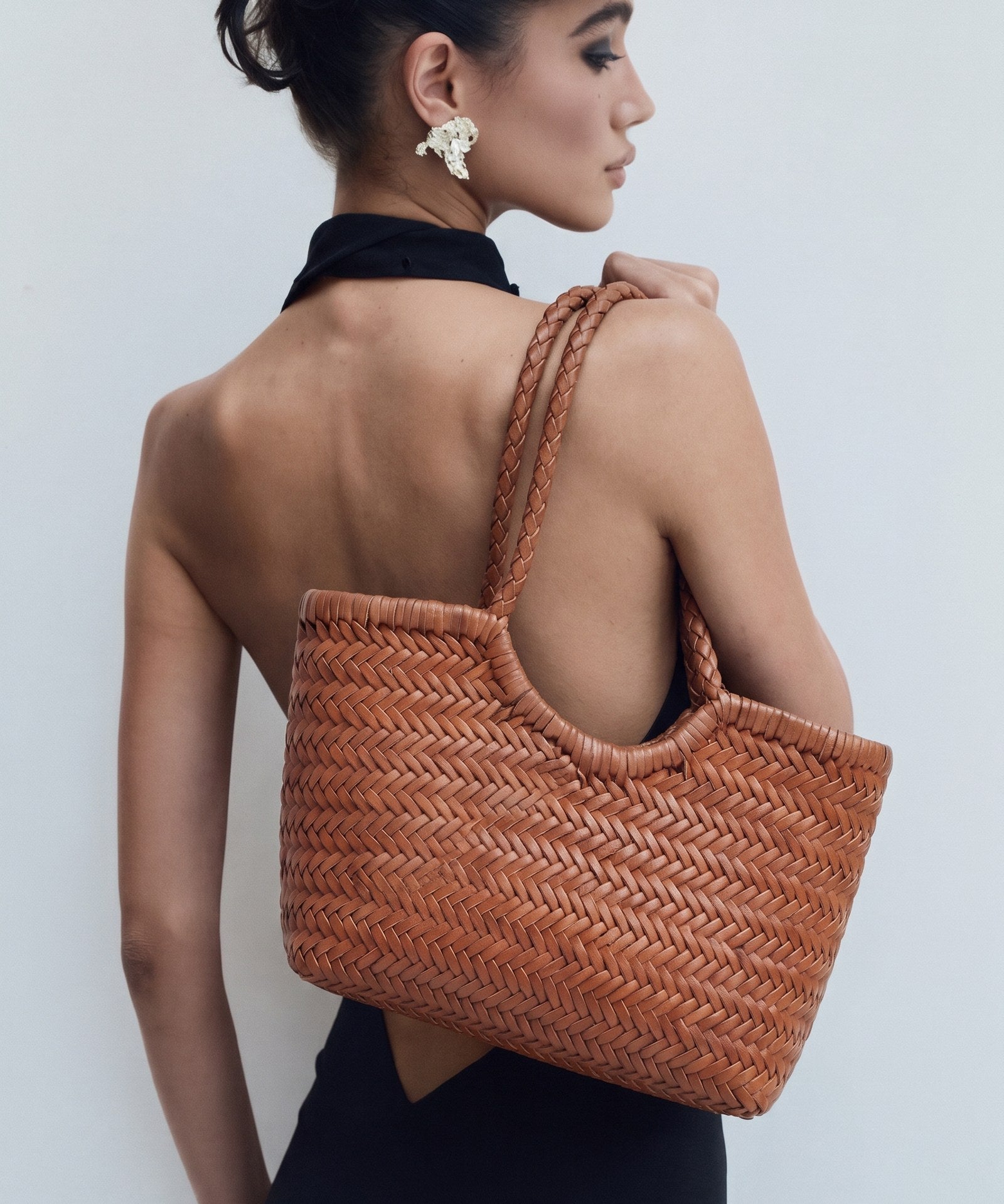 Borsa Paloma Piccola in Pelle Intrecciata - Cuoio