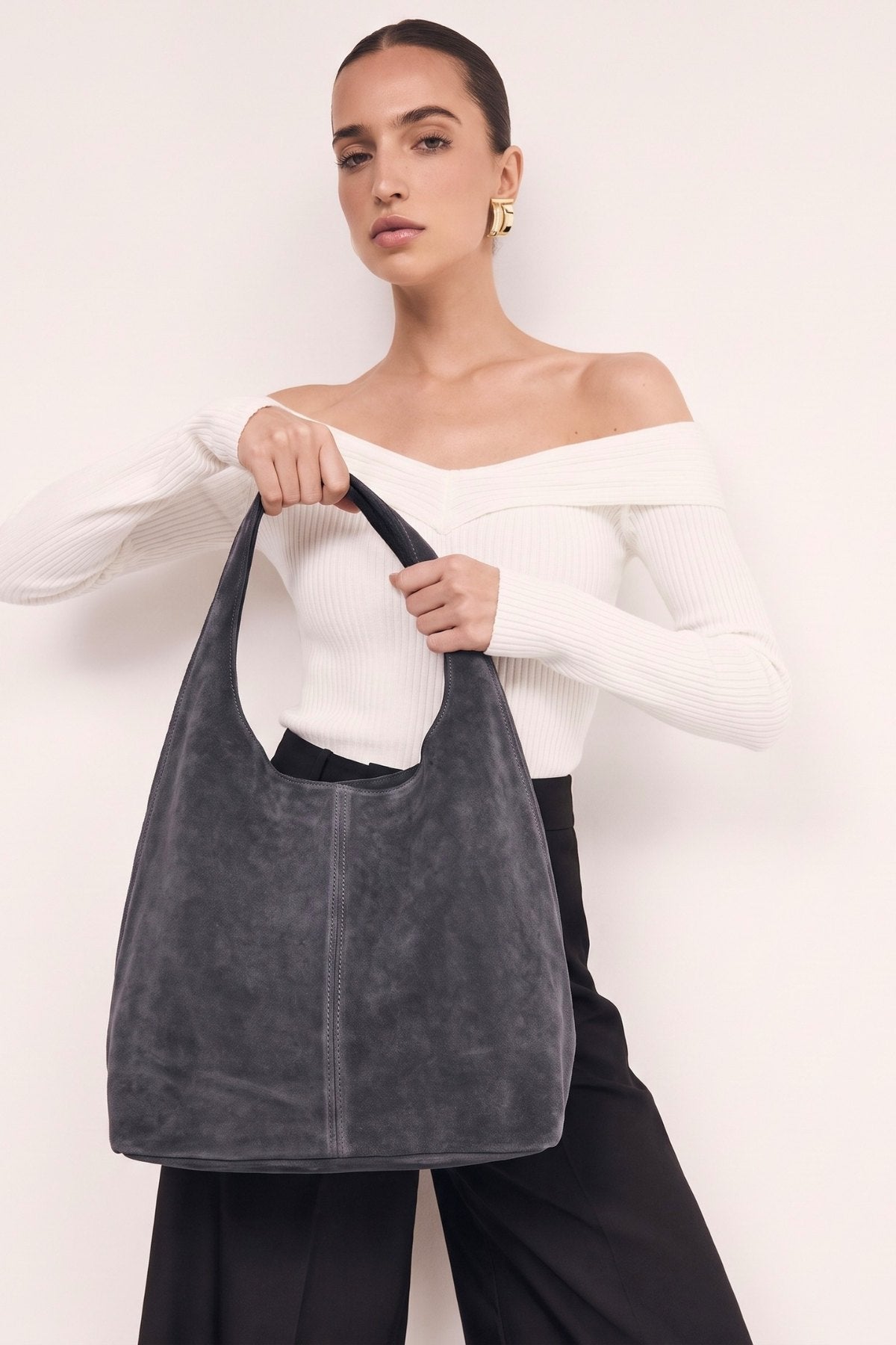 Borsa Sara in camoscio - Grigio | Da Simo