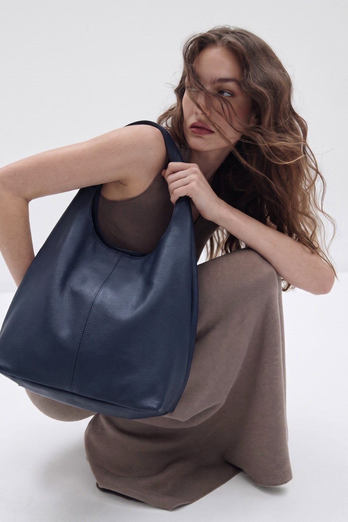Shopper Sara in vitello - Blu | Da Simo