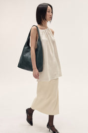 Shopper Sara in vitello - Petrolio | Da Simo